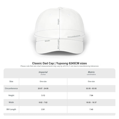 Chadiplus White cap with measurement chart on a white background